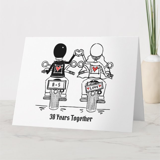Personalised Biker Motorcycle Wedding Anniversary Card (Front)