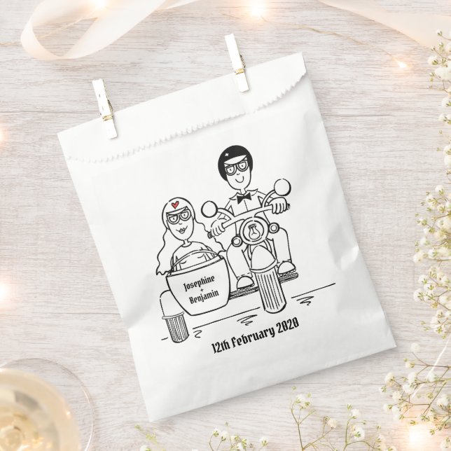 Personalised Biker Motorcycle Wedding Favour Bags (Clipped)
