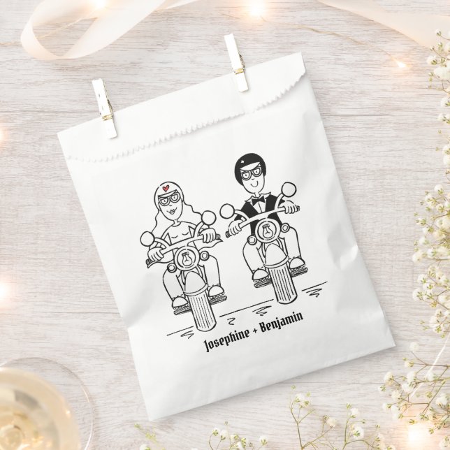 Personalised Biker Motorcycle Wedding Favour Bags (Clipped)