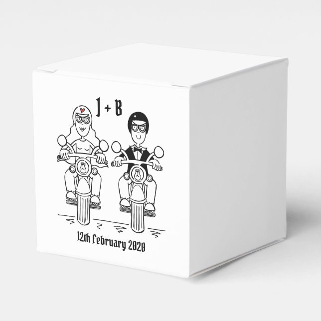 Personalised Biker Motorcycle Wedding Favour Box (Front Side)