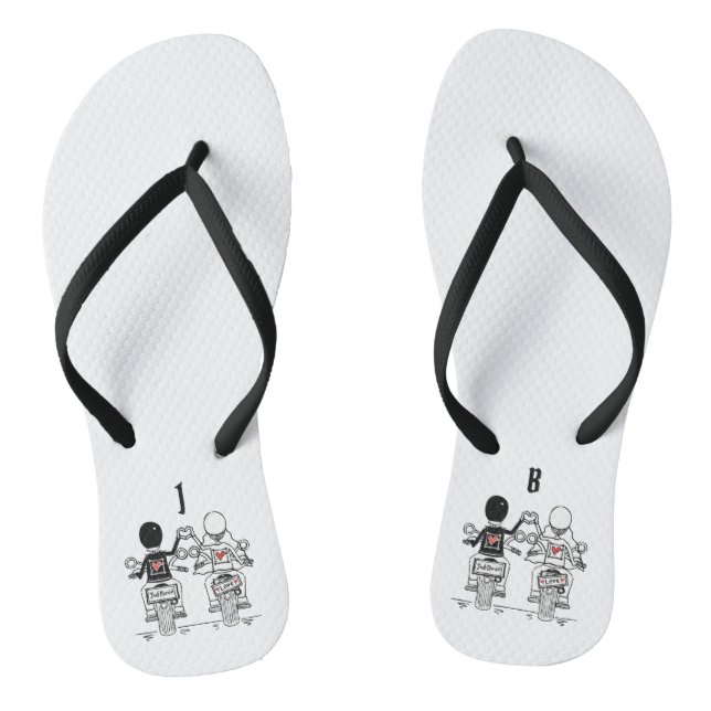 Personalised Biker Motorcycle Wedding Flip Flops (Footbed)