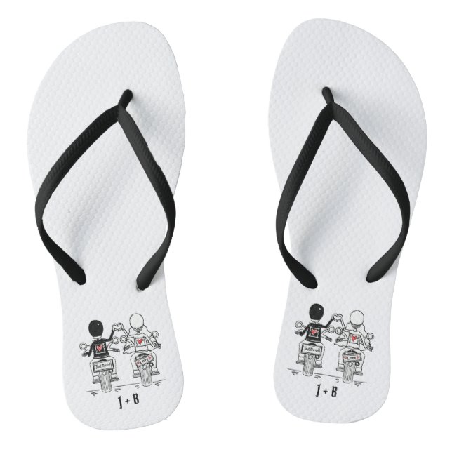 Personalised Biker Motorcycle Wedding Flip Flops (Footbed)