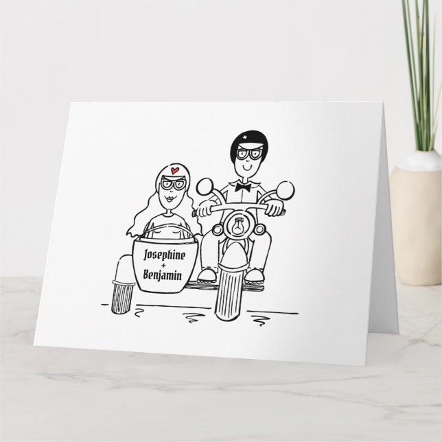 Personalised Biker Motorcycle Wedding Greetings Card (Front)