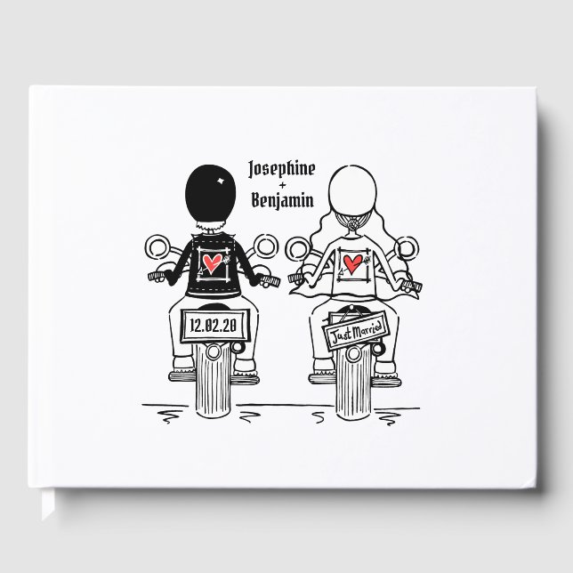 Personalised Biker Motorcycle Wedding Guest Book (Front)