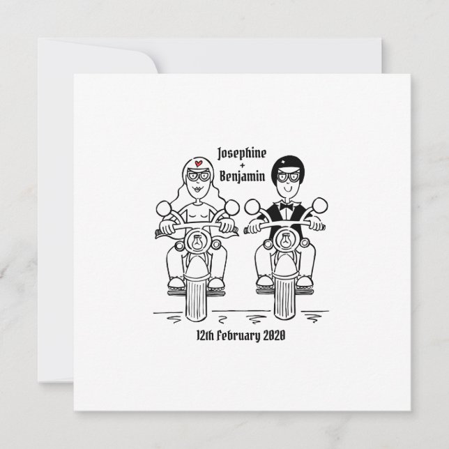 Personalised Biker Motorcycle Wedding Invitation (Front)