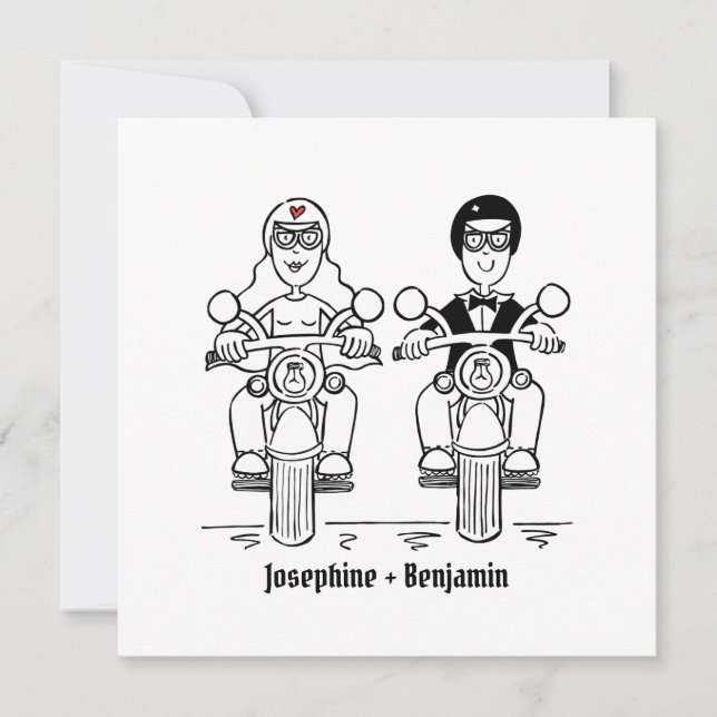 Personalised Biker Motorcycle Wedding Invitation (Front)