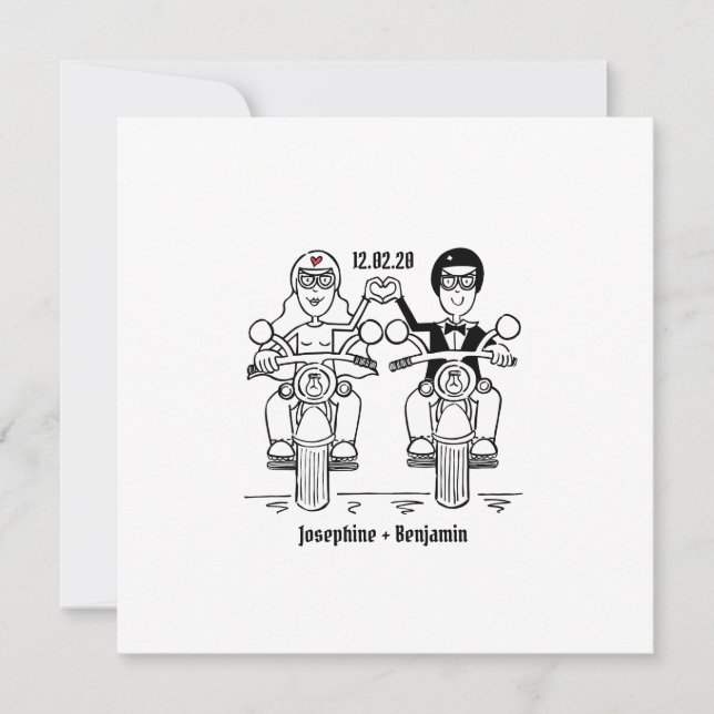 Personalised Biker Motorcycle Wedding Invitation (Front)