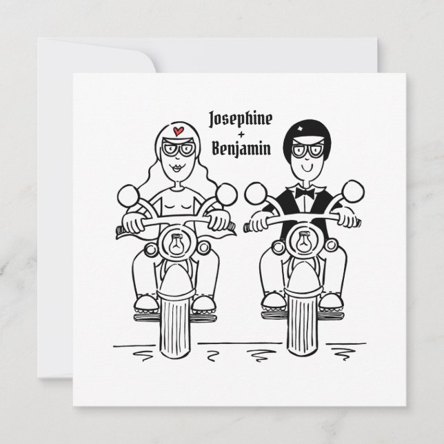 Personalised Biker Motorcycle Wedding Invitation (Front)