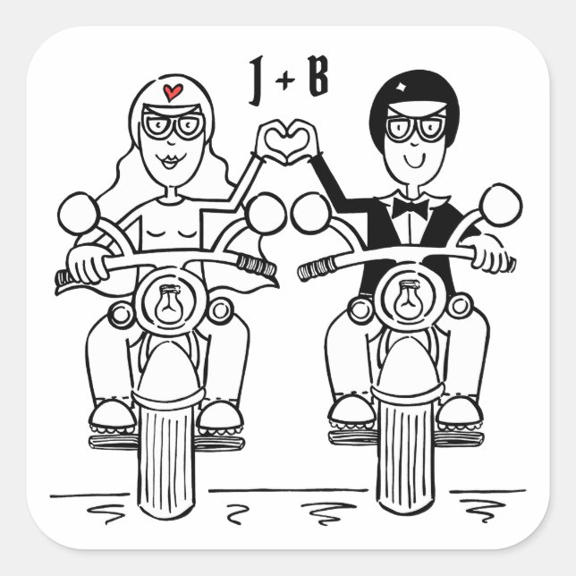 Personalised Biker Motorcycle Wedding Stickers (Front)