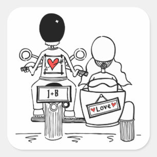 Personalised Biker Motorcycle Wedding Stickers