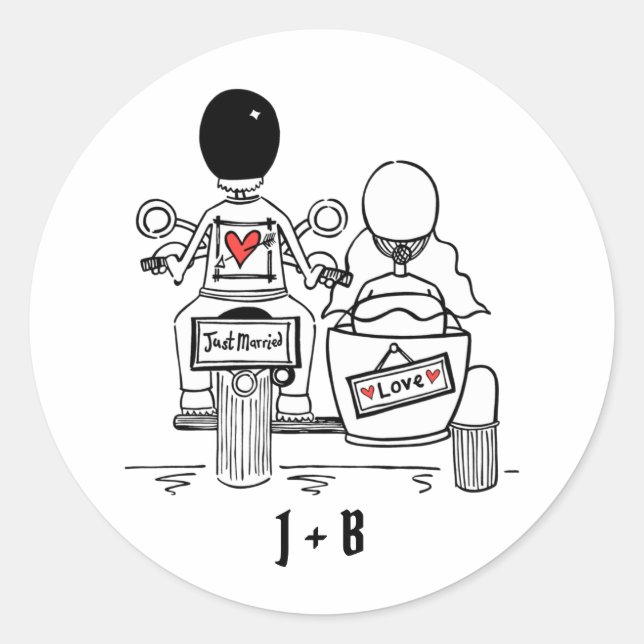 Personalised Biker Motorcycle Wedding Stickers (Front)
