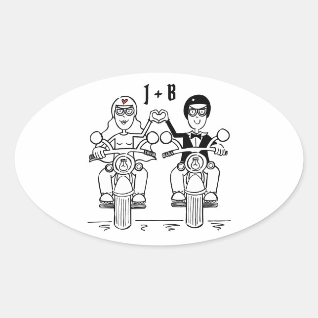 Personalised Biker Motorcycle Wedding Stickers (Front)