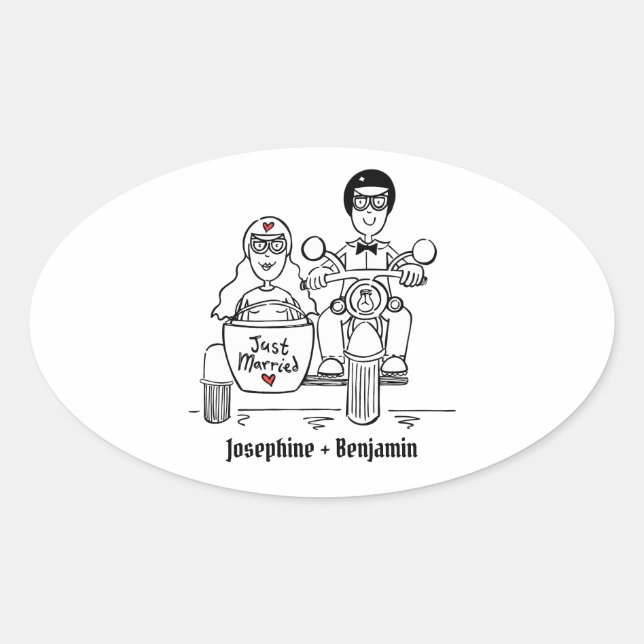 Personalised Biker Motorcycle Wedding Stickers (Front)