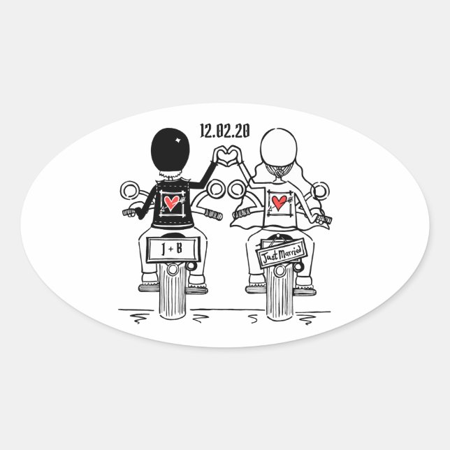 Personalised Biker Motorcycle Wedding Stickers (Front)