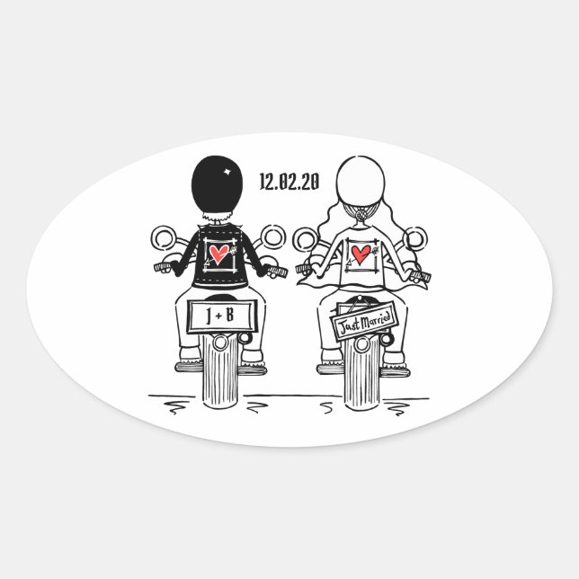 Personalised Biker Motorcycle Wedding Stickers (Front)