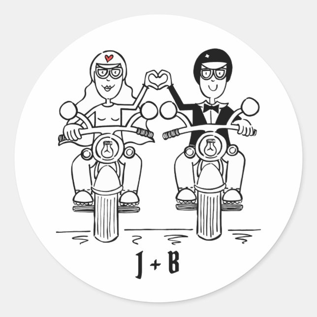 Personalised Biker Motorcycle Wedding Stickers (Front)