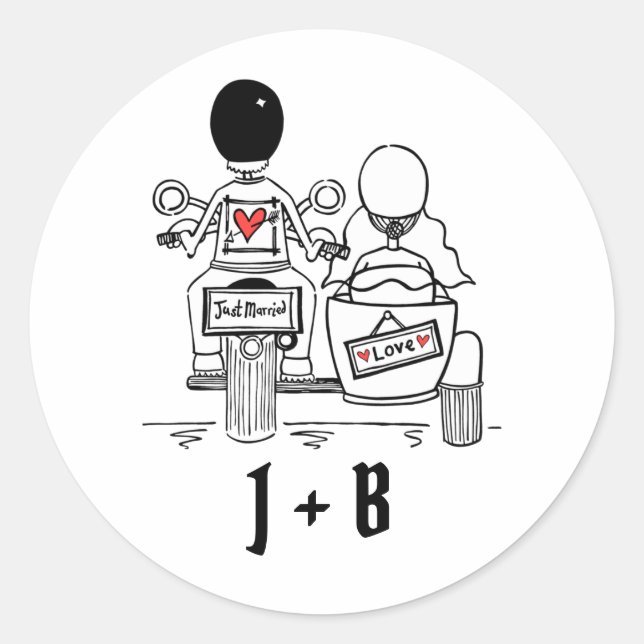 Personalised Biker Motorcycle Wedding Stickers (Front)