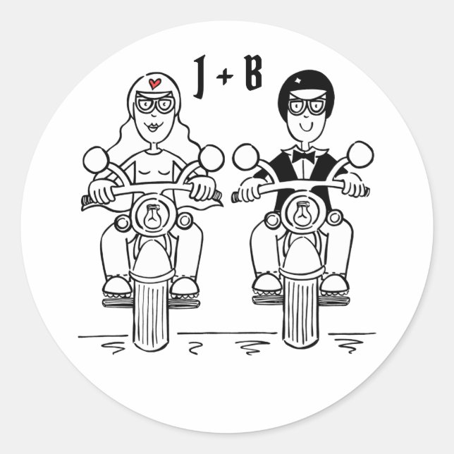Personalised Biker Motorcycle Wedding Stickers (Front)