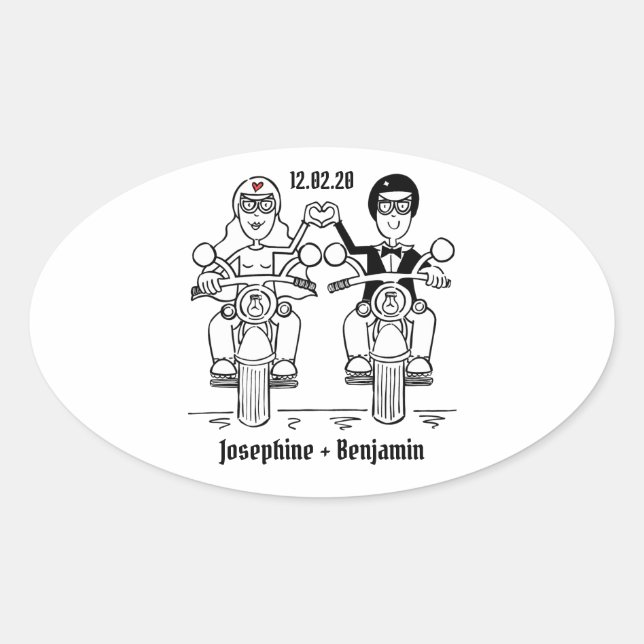 Personalised Biker Motorcycle Wedding Stickers (Front)