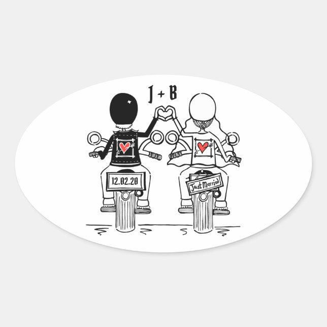 Personalised Biker Motorcycle Wedding Stickers (Front)