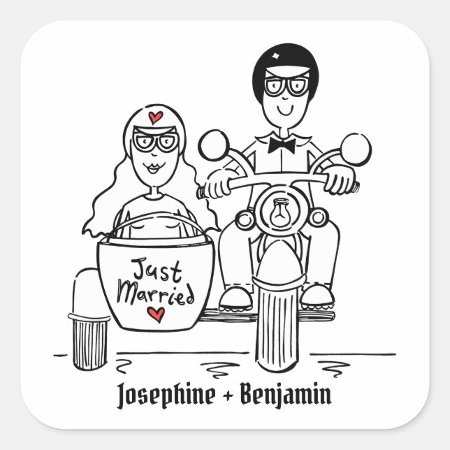 Personalised Biker Motorcycle Wedding Stickers (Front)