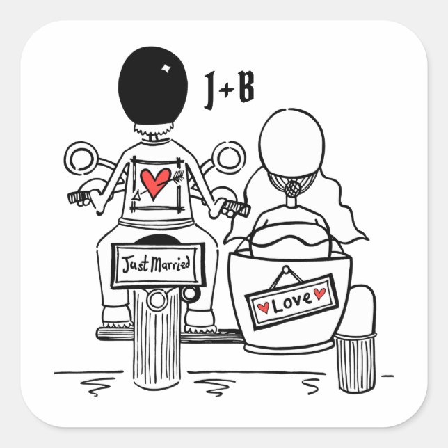 Personalised Biker Motorcycle Wedding Stickers (Front)