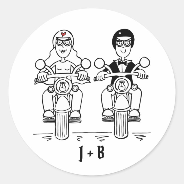 Personalised Biker Motorcycle Wedding Stickers (Front)