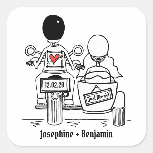 Personalised Biker Motorcycle Wedding Stickers (Front)