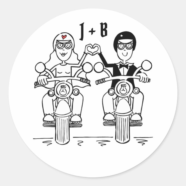 Personalised Biker Motorcycle Wedding Stickers (Front)