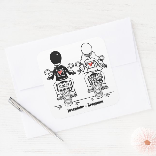 Personalised Biker Motorcycle Wedding Stickers (Envelope)