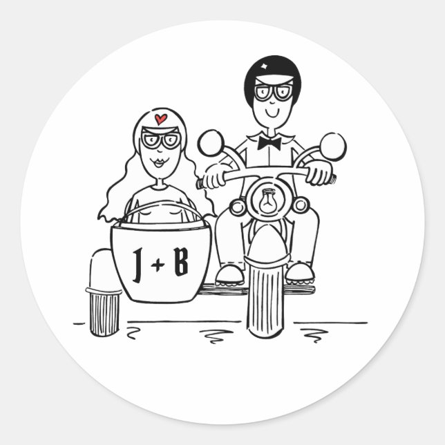 Personalised Biker Motorcycle Wedding Stickers (Front)
