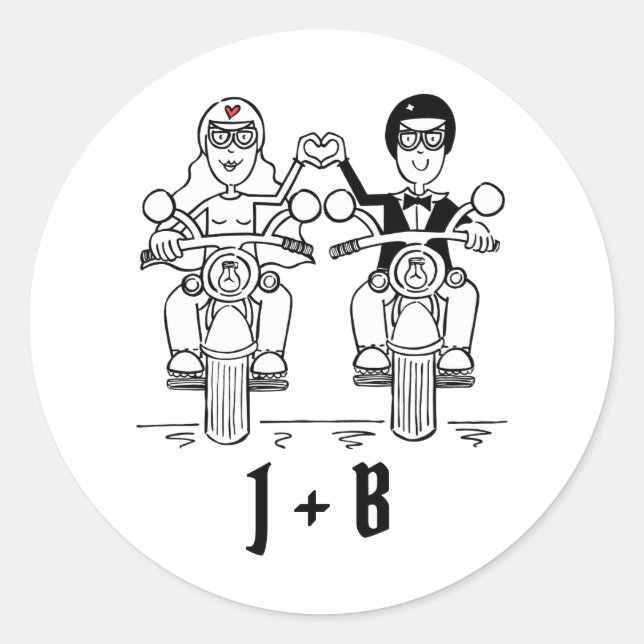 Personalised Biker Motorcycle Wedding Stickers (Front)