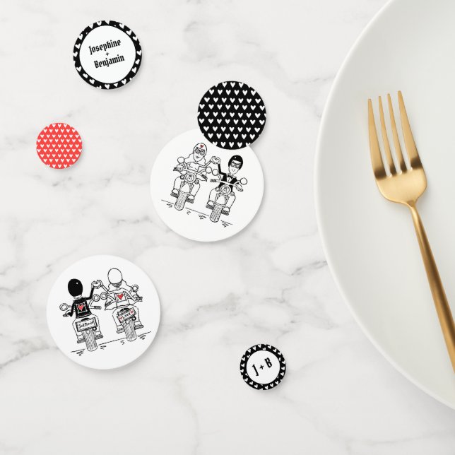 Personalised Biker Motorcycle Wedding Table Confetti (Group)