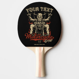Personalised Biker Skeleton Motorcycle Shop Garage Ping Pong Paddle