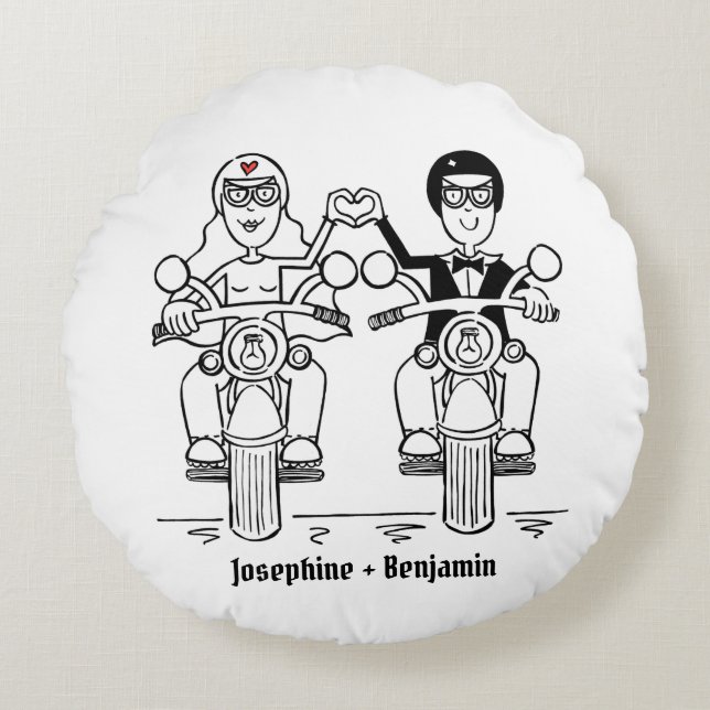 Personalised Biker Wedding Gift Throw Cushion (Front)