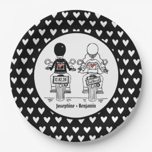 Personalised Biker Wedding Party Food Paper plate