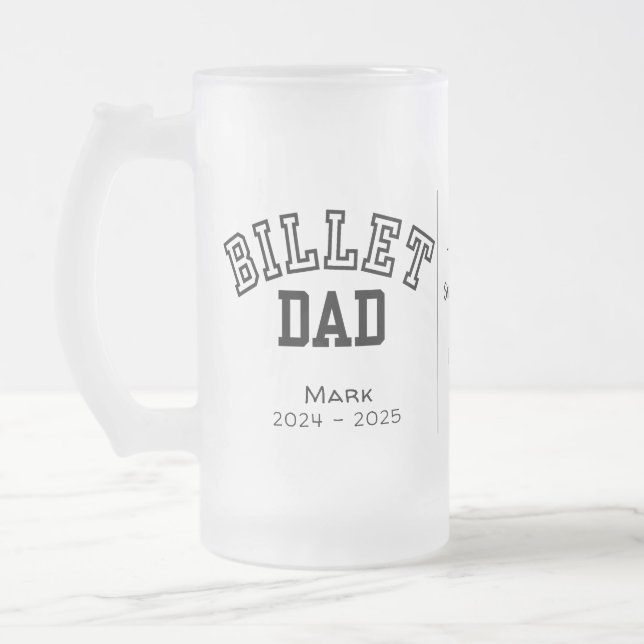 Personalised Billet Dad With Sentimental Quote Frosted Glass Beer Mug (Left)