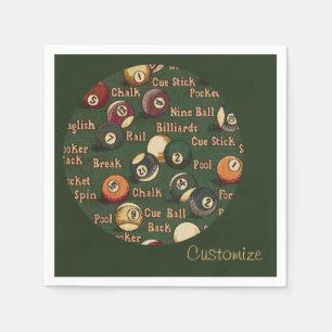Personalised Billiard Balls Background Napkins