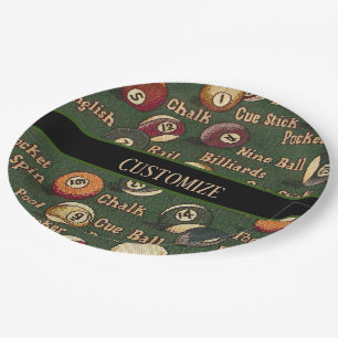 Personalised Billiard Balls Paper Plate