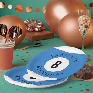 Personalised Billiard Pool Ball Birthday Paper Plate