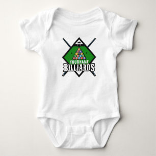 Personalised Billiards NAME Cue Rack Pool Room   Baby Bodysuit