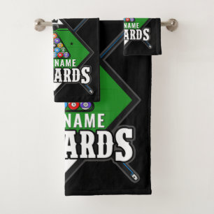 Personalised Billiards NAME Cue Rack Pool Room   Bath Towel Set