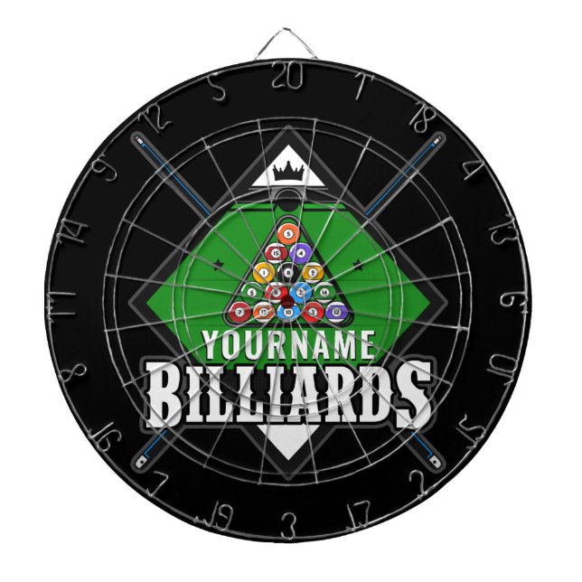 Personalised Billiards NAME Cue Rack Pool Room Dartboard (Front)