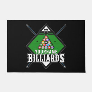 Personalised Billiards NAME Cue Rack Pool Room  Doormat