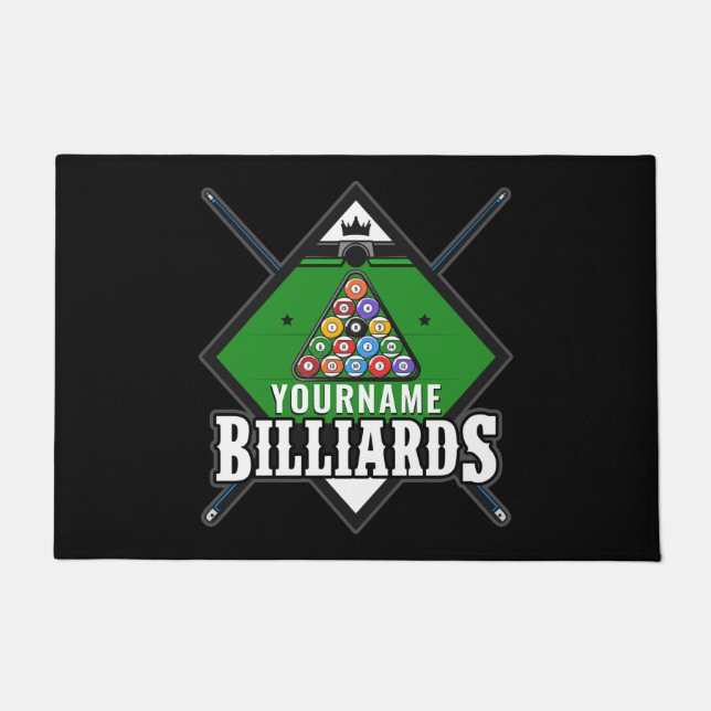 Personalised Billiards NAME Cue Rack Pool Room  Doormat (Front)