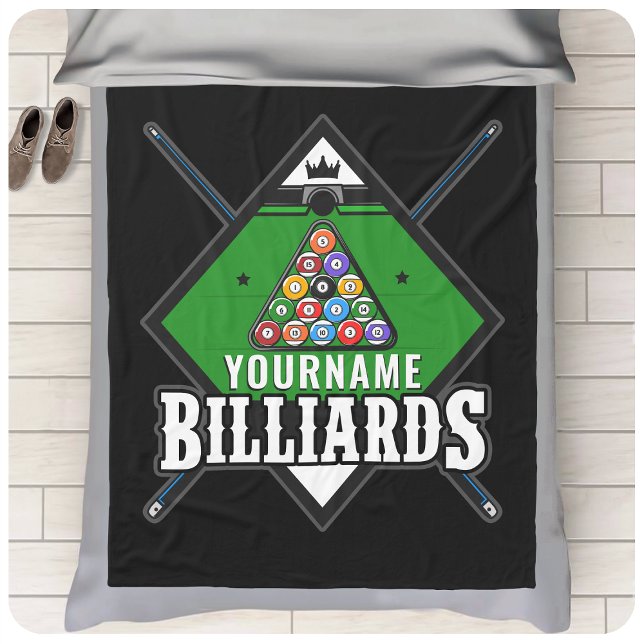 Personalised Billiards NAME Cue Rack Pool Room  Fleece Blanket (Creator Uploaded)