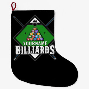 Personalised Billiards NAME Cue Rack Pool Room   Large Christmas Stocking