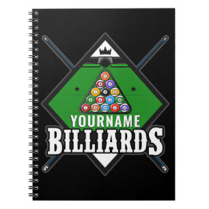 Personalised Billiards NAME Cue Rack Pool Room Notebook