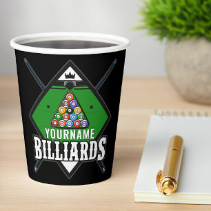 Personalised Billiards NAME Cue Rack Pool Room   Paper Cups
