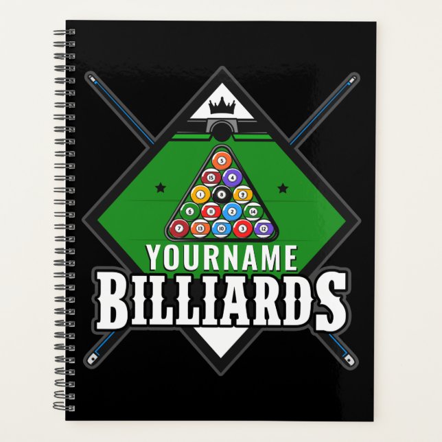 Personalised Billiards NAME Cue Rack Pool Room  Planner (Front)